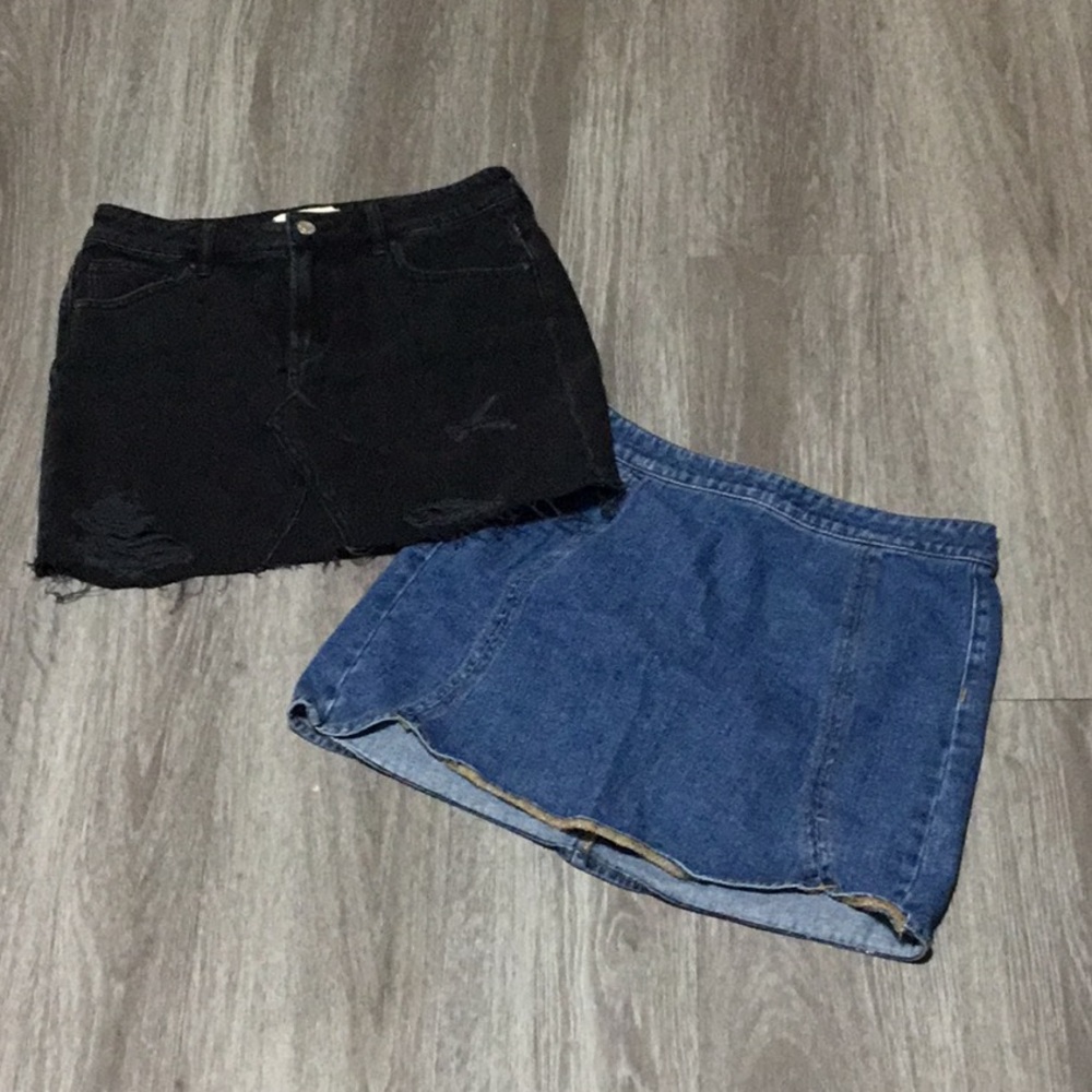 Black and Blue Denim Skirt Set